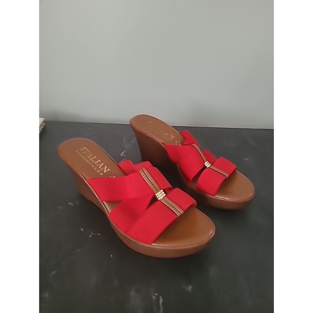 Italian Shoemakers Clover Mid Wedge Slip On Sandal Choose Sz 8.5 Color Red - Picture 2 of 6